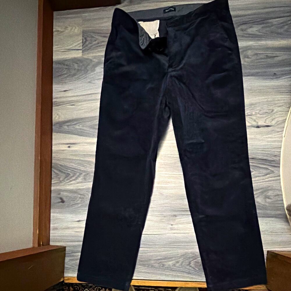 Nautica Men’s 38x32 Navy Blue Corduroy Pants Straight Leg Flat Front